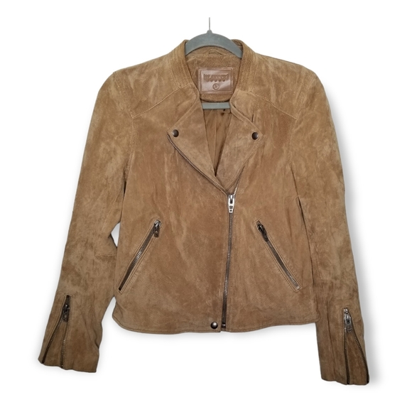 Blank NYC Jackets & Blazers - Blank N.Y.C. tan suede moto jacket zip sleeves M